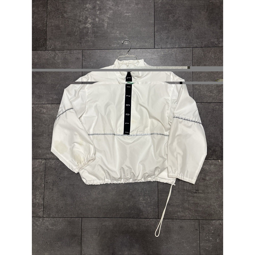 Lizgolf Liz Claiborne Womens White Quarter Zip Mesh Lined Windbreaker Jacket Lg